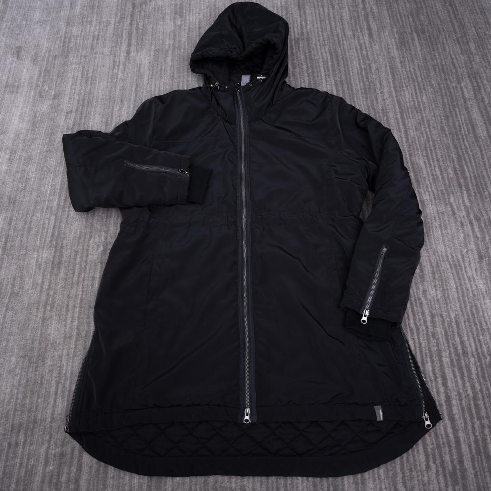 Mondetta Parka Jacket Womens XL Black Good Hooded Quilted Zip Side Vent